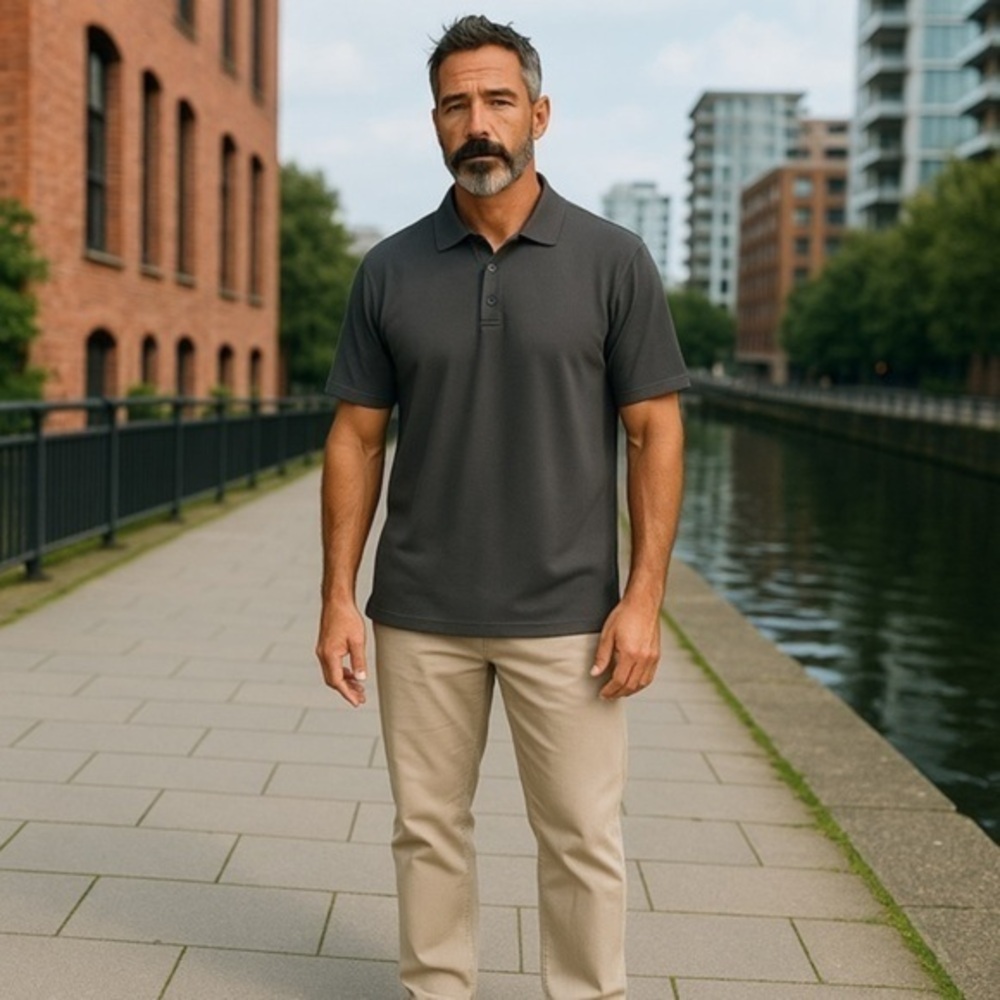 Gray Polo Shirt with Modern Fit and Minimalist Design
